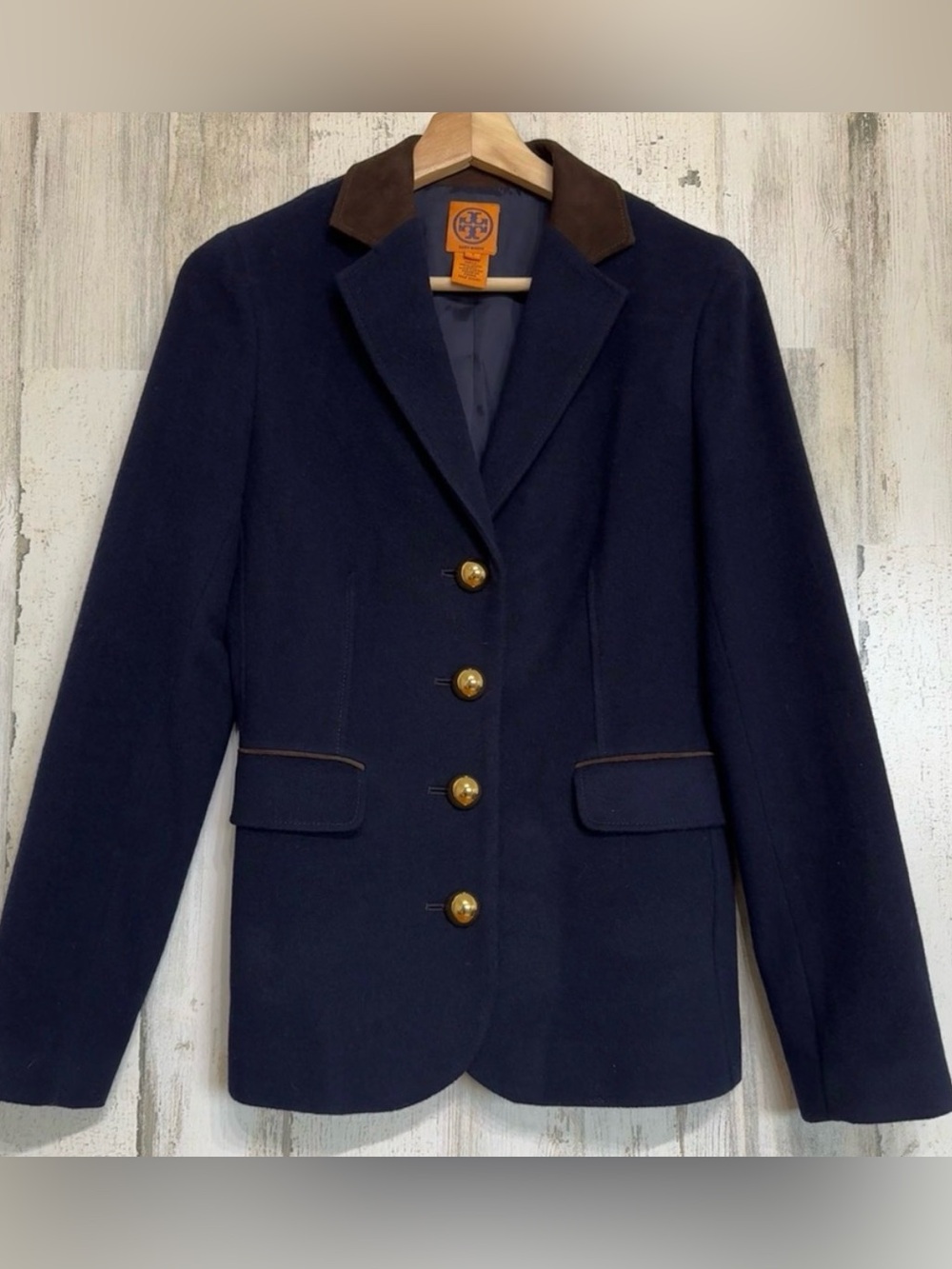 Tory Burch Navy 100% Wool Blazer Jacket Size 4